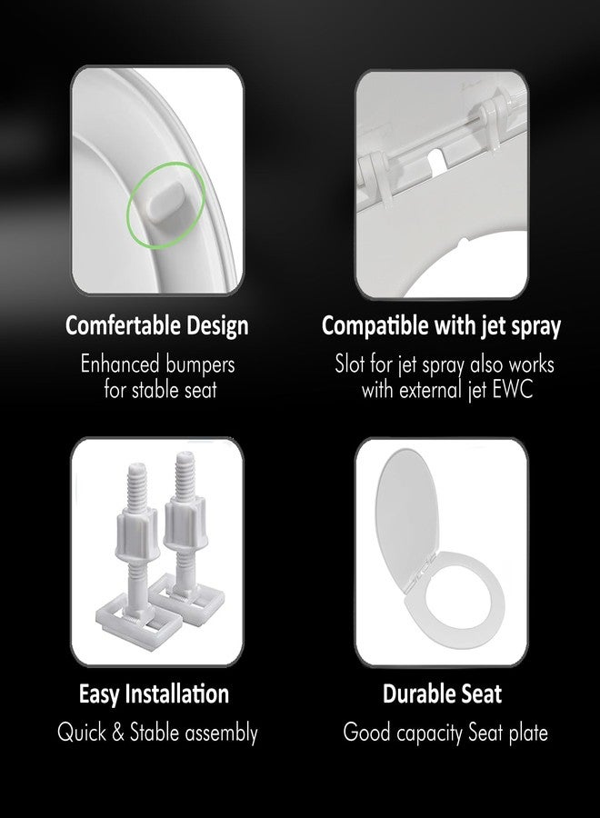 WASSMIST طقم غطاء مقعد المرحاض من واسمست - غطاء مقعد مرحاض متين | يناسب معظم مراحيض EWC القياسية | تشطيب فاخر - Image 4